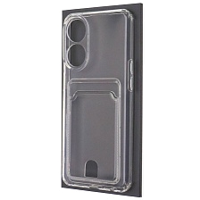 Чехол накладка CARD CASE для OPPO Reno 8T, силикон, отдел для карт, цвет прозрачный
