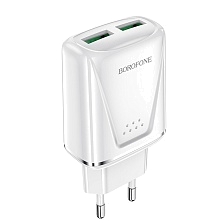 СЗУ (Сетевое зарядное устройство) BOROFONE BA54A Wide road, 18W, 2 USB, QC3.0, цвет белый