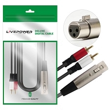 Кабель, переходник Live Power H251 XLR F - 2 RCA M, длина 1.8 метра, цвет черный