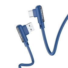 Кабель BOROFONE BX58 Lucky USB Type C, 3A, длина 1 метр, угловые коннекторы, цвет синий