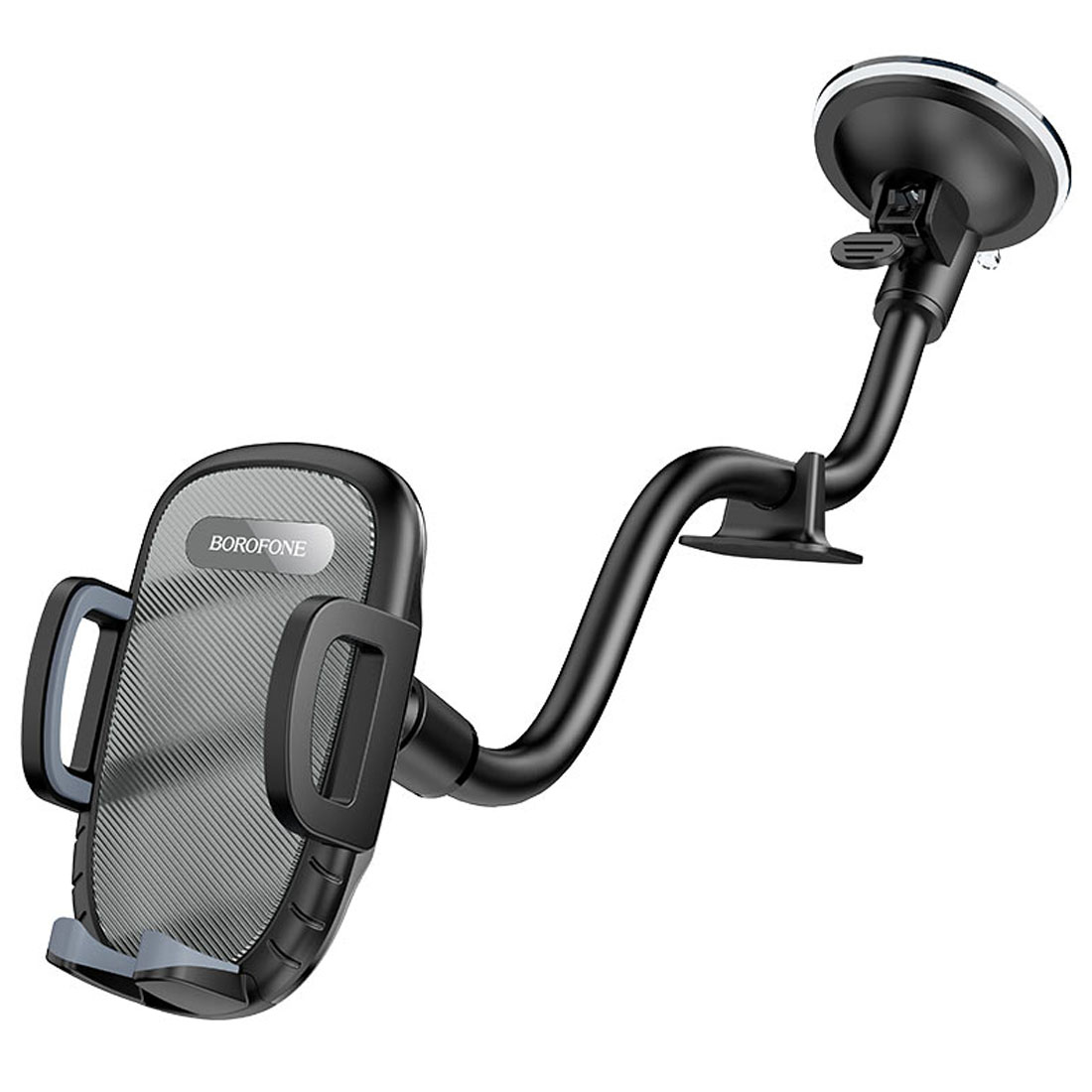 Автомобильный держатель BOROFONE BH54 Racer на вакуумной присоске для смартфона, на лобовое стекло, цвет черно серый Автомобильный держатель BOROFONE BH54 Racer на вакуумной присоске для смартфона, на лобовое стекло, цвет черно серый