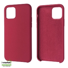 Чехол накладка Silicon Case для APPLE iPhone 11 Pro 2019, силикон, бархат, цвет малиновый.