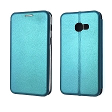 Чехол книжка для SAMSUNG Galaxy A3 2017 (SM-A320), экокожа, визитница, цвет голубой.