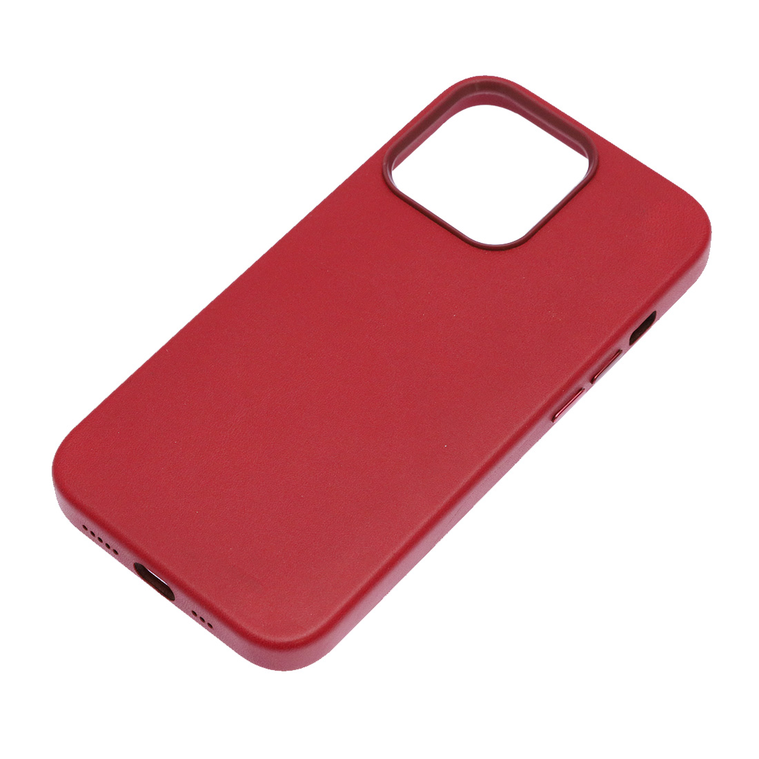 Чехол накладка Leather Case с поддержкой MagSafe для APPLE iPhone 13 Pro, силикон, бархат, экокожа, цвет малиновый