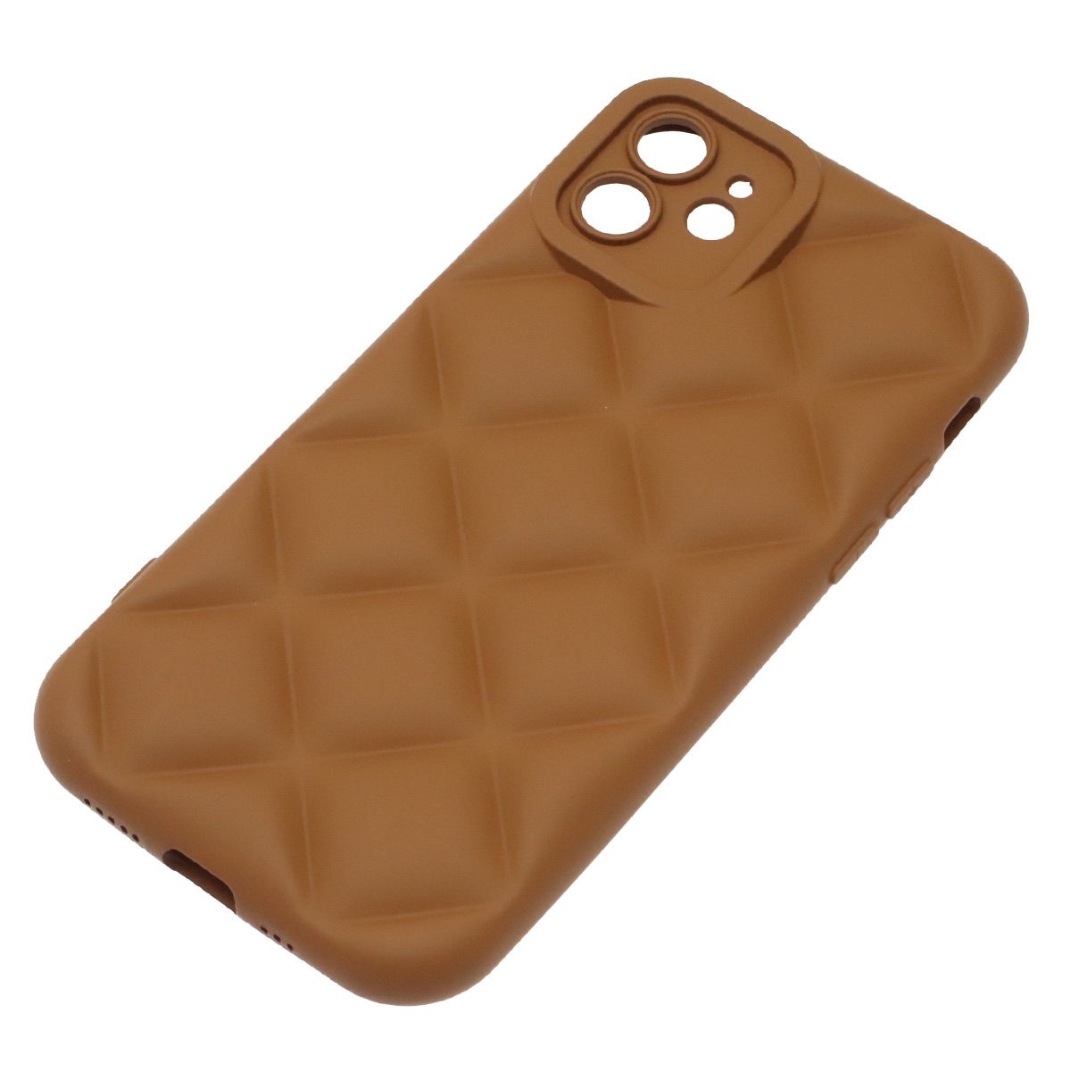 Чехол накладка для APPLE iPhone 12 (6.1"), силикон, 3D ромб, цвет коричневый