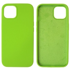 Чехол накладка Silicon Case для APPLE iPhone 13 (6.1), силикон, бархат, цвет ярко зеленый