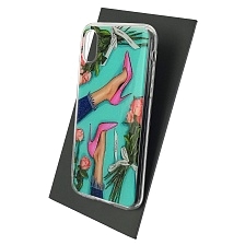 Чехол накладка для APPLE iPhone X, iPhone XS, силикон, рисунок CHANEL ножки