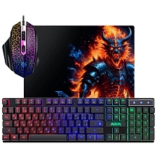 Игровой набор мышь, клавиатура, коврик, DEFENDER Alion, с подсветкой, цвет черный (-30%)