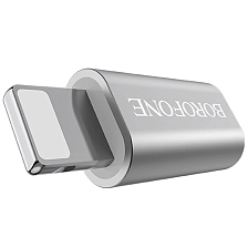 Адаптер Micro USB на APPLE Lightning 8-pin BOROFONE BV5, цвет серебристый