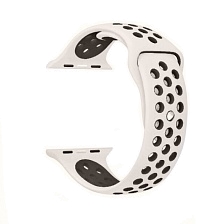 Ремешок для Apple Watch спортивный "Nike", размер 40 mm, цвет античный белый - черный.