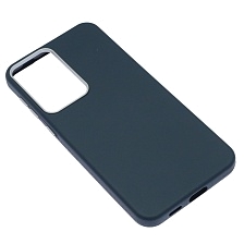 Чехол накладка VICTORIA для SAMSUNG Galaxy A57, силикон, пластик, текстура кожи, бархат, цвет темно синий
