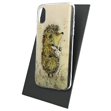 Чехол накладка для APPLE iPhone X, iPhone XS, силикон, глянцевый, рисунок Удивленный Ежик