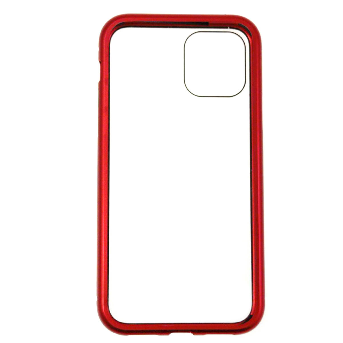 Чехол магнитный для APPLE iPhone 11 Pro, стекло, металл, цвет окантовки красный