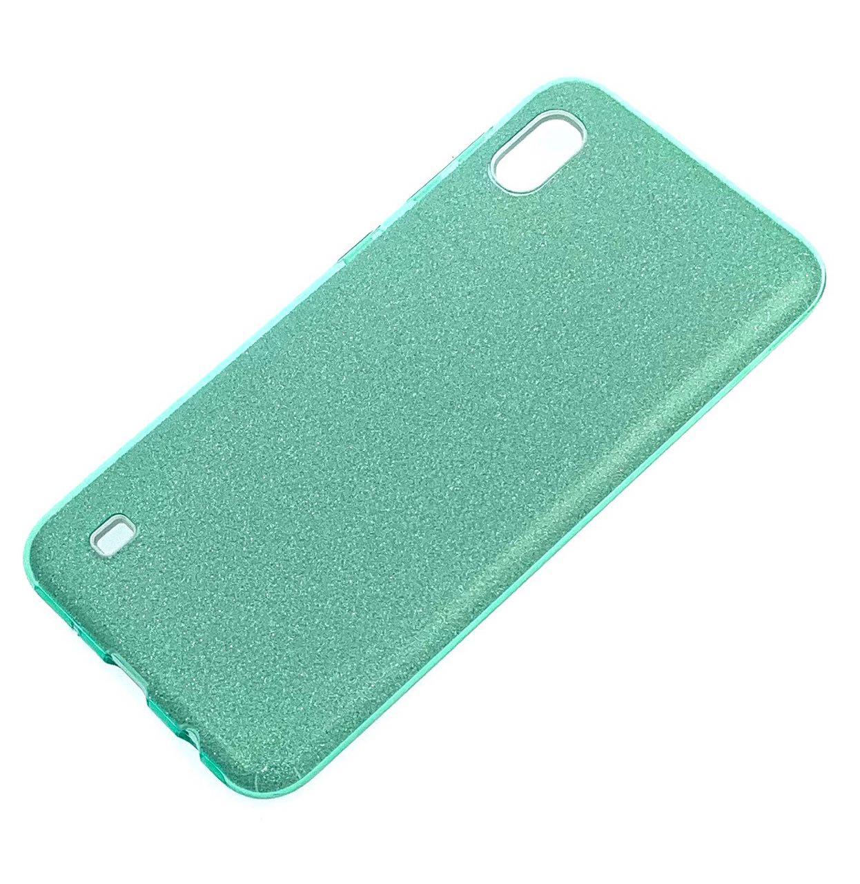 Чехол накладка Shine для SAMSUNG A10 (SM-A105), силикон, блестки, цвет зеленый.
