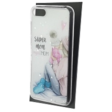 Чехол накладка Vinil для HUAWEI Honor 7A, Y5 2018, Y5 Prime, Y5 Lite, силикон, блестки, глянцевый, рисунок Super mom girl MOM