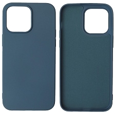 Чехол накладка NANO для iPhone 14 Pro Max, силикон, бархат, цвет темно синий