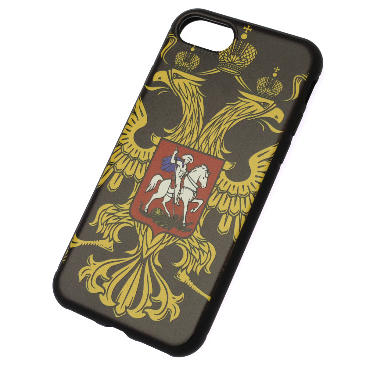 Чехол накладка для APPLE iPhone 7, iPhone 8, силикон, рисунок Герб России Золотистый