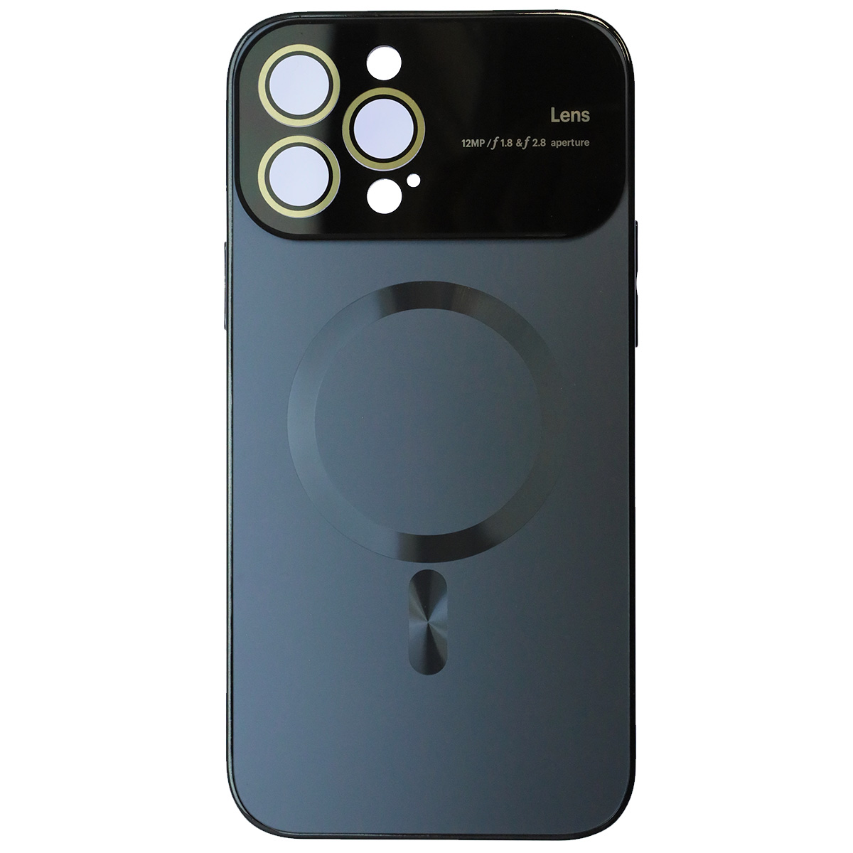 Чехол накладка AUTO FOCUS с поддержкой MagSafe для APPLE iPhone 13 PRO MAX (6.7"), силикон, стекло, защита камеры, цвет графитово черный