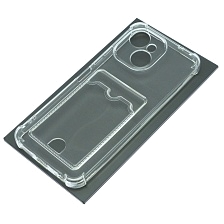 Чехол накладка CARD CASE для TECNO Spark 40C, защита камеры, усиленные края, силикон, отдел для карт, прозрачный