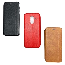 Чехол книжка NEW для SAMSUNG Galaxy A6 Plus (SM-A605), экокожа, визитница, цвет светло коричневый.