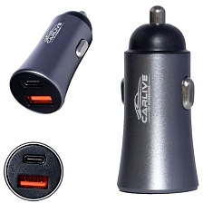 АЗУ (Автомобильное зарядное устройство) CARLIVE MR67, 1 USB QC 3.0, 1 Type-C, цвет серебристый АЗУ (Автомобильное зарядное устройство) CARLIVE MR67, 1 USB QC 3.0, 1 Type-C, цвет серебристый