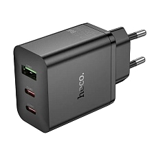 СЗУ (Сетевое зарядное устройство) HOCO N50 Scenery GaN, 45W, 2 USB Type C, 1 USB A, PD45W, QC3.0, цвет черный