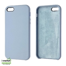 Чехол накладка Silicon Case для APPLE iPhone 5, iPhone 5G, iPhone 5S, iPhone SE, силикон, бархат, цвет серо голубой