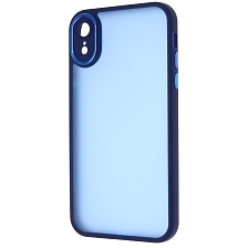 Чехол накладка KING для APPLE iPhone XR, силикон, пластик, защита камеры, цвет окантовки темно синий