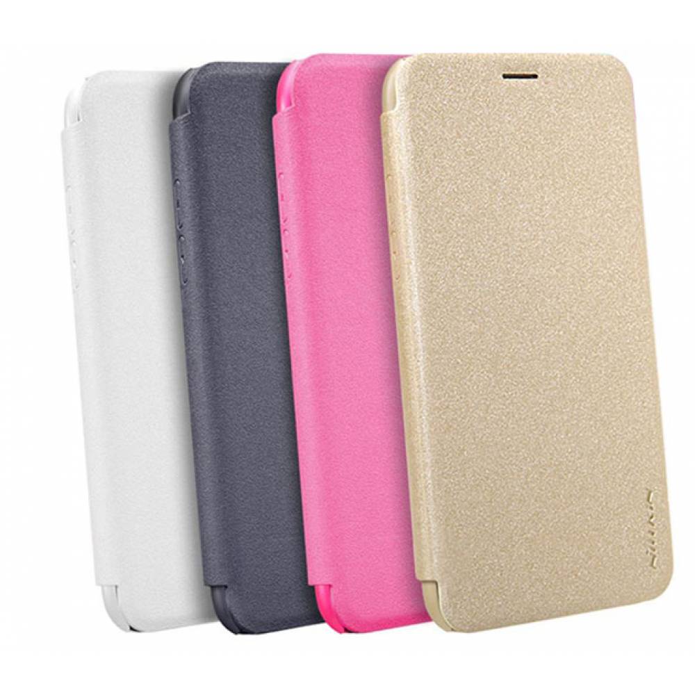 Чехол книжка Nillkin Sparkle для APPLE iPhone X, экокожа, пластик, цвет малиновый.