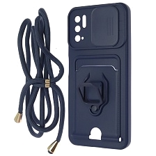 Чехол накладка MULTI FUNCTION 4 в 1 для XIAOMI POCO M3 Pro, XIAOMI Redmi Note 10T, Redmi Note 10 5G, цвет синий