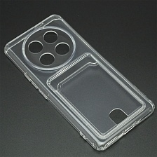 Чехол накладка CARD CASE для Honor X9c, защита камеры, силикон, отдел для карт, цвет прозрачный