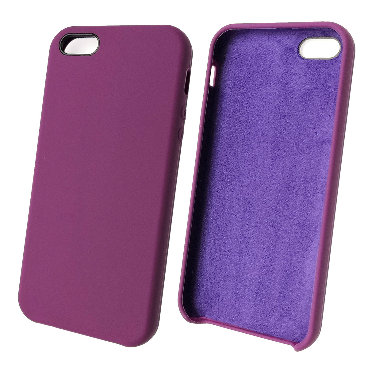 Чехол накладка Silicon Case для APPLE iPhone 5, 5S, SE, силикон, бархат, цвет фиолетовый