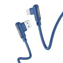 Кабель BOROFONE BX58 Lucky Micro USB, 2.4A, длина 1 метр, угловые коннекторы, цвет синий