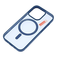 Чехол накладка Magnetic с поддержкой MagSafe для APPLE iPhone 15 Pro, силикон, цвет окантовки темно синий Чехол накладка Magnetic с поддержкой MagSafe для APPLE iPhone 15 Pro, силикон, цвет окантовки темно синий