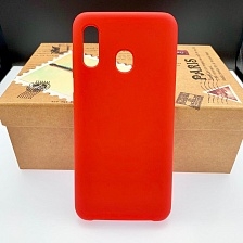Чехол накладка Silicon Cover для SAMSUNG Galaxy A30 (SM-A305), силикон, бархат, цвет красный.