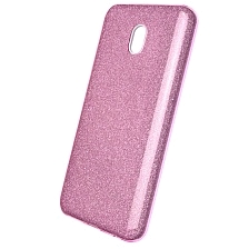 Чехол накладка для XIAOMI Redmi 8A, силикон, блестки, цвет сиреневый.