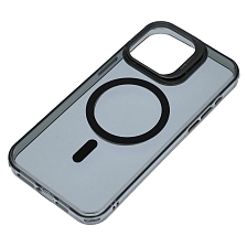 Чехол накладка Sky Armor с поддержкой MagSafe для APPLE iPhone 15 Pro Max, подставка, цвет прозрачно черный Чехол накладка Sky Armor с поддержкой MagSafe для APPLE iPhone 15 Pro Max, подставка, цвет прозрачно черный