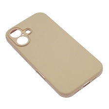 Чехол накладка Silicone Case для APPLE iPhone 16, L-ogo, защита камеры, силикон, бархат, цвет розовый песок