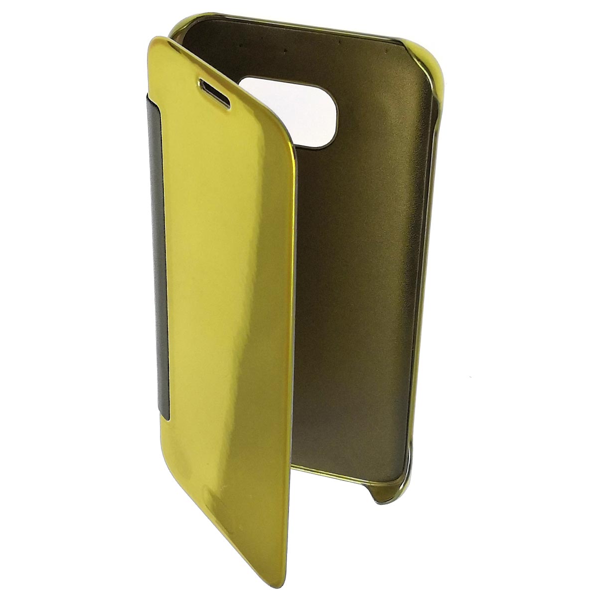 Чехол книжка Clear View Cover для SAMSUNG Galaxy S7 (SM-G930), пластик, цвет золотистый