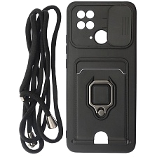 Чехол накладка MULTI FUNCTION 4 в 1 для XIAOMI Redmi 10C, XIAOMI POCO C40, силикон, цвет черный