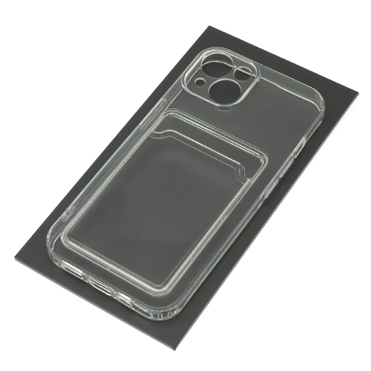 Чехол накладка CARD CASE для APPLE iPhone 14, силикон, отдел для карт, цвет прозрачный