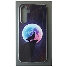 Чехол накладка для SAMSUNG Galaxy A54 5G, силикон, глянцевый, рисунок Волк воет на луну