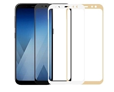 Защитное стекло "5D" GLASS FULL GLUE для SAMSUNG Galaxy J6 Plus 2018 (SM-J610), цвет канта белый.