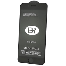 Защитное стекло 9H BRAUFFEN для APPLE iPhone 7, iPhone 8, цвет окантовки черный