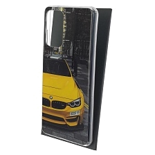 Чехол накладка Vinil для SAMSUNG Galaxy A72 (SM-A725F), силикон, глянцевый, рисунок БМВ желтый