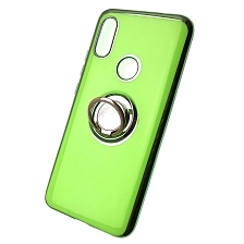 Чехол накладка для XIAOMI Redmi 7, силикон, кольцо держатель, цвет зеленый.