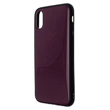 Чехол накладка для APPLE iPhone X, iPhone XS, силикон, глянцевый, с лого, цвет пурпурный