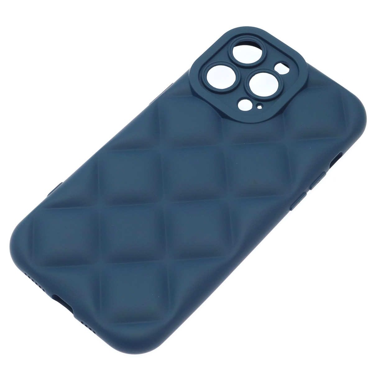 Чехол накладка для APPLE iPhone 14 Pro Max (6.7"), силикон, 3D ромб, цвет темно синий Чехол накладка для APPLE iPhone 14 Pro Max (6.7"), силикон, 3D ромб, цвет темно синий