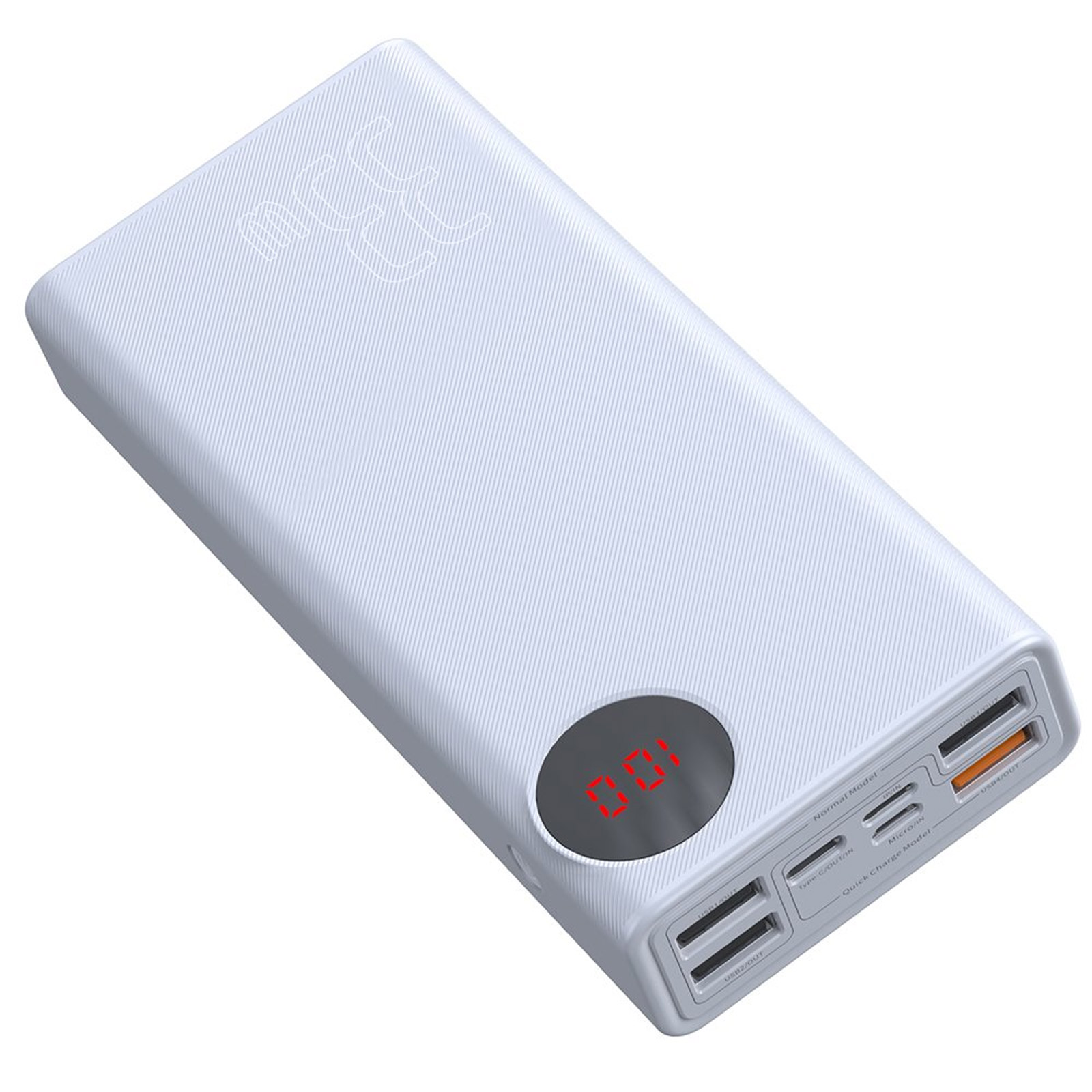 Внешний аккумулятор, Power Bank BASEUS Mulinght, 30000 mAh, цвет белый Внешний аккумулятор, Power Bank BASEUS Mulinght, 30000 mAh, цвет белый
