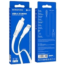 Кабель BOROFONE BX85 Auspicious Micro USB, 2.4A, длина 1 метр, цвет белый